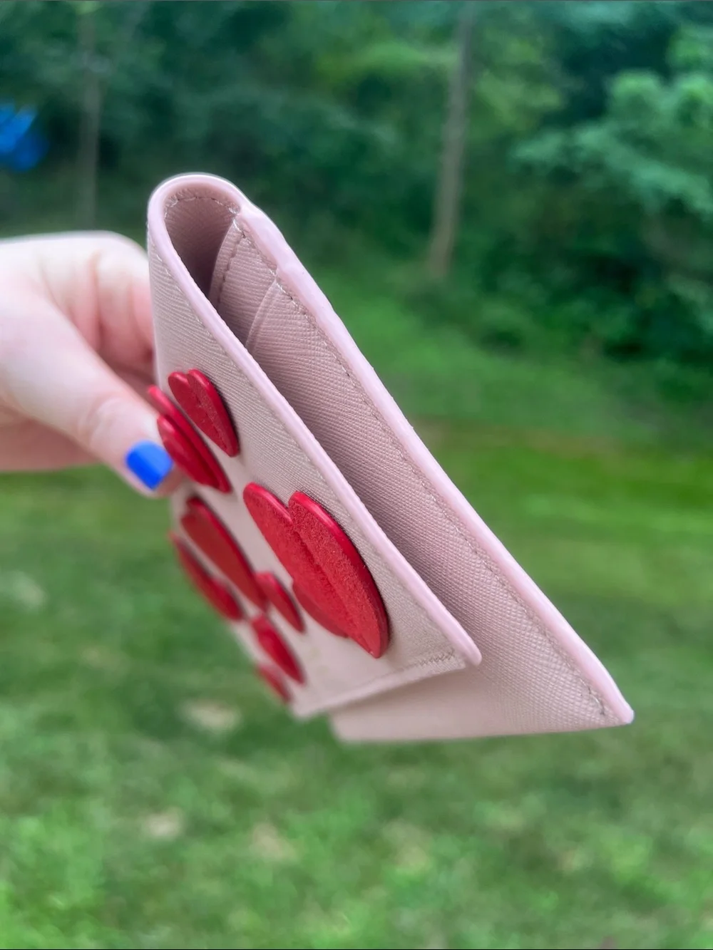 Kate Spade Heart It Harling Layered Hearts Red Pink Leather Folding Wallet